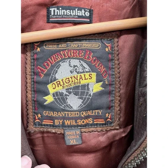 Vintage Adventure Bound Jacket Mens XL Leather Thinsulate Lined Wilsons 90s